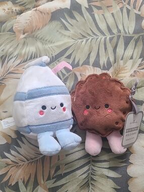 Hallmark Blue & Brown Milk and Cookie Plush Pair